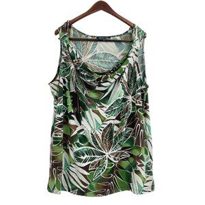 Jones New York Tropical Print Sleeveless Cowl Neck Top Womens Plus Size 3X